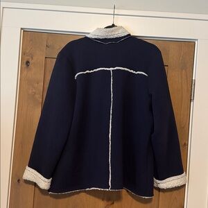 Habitat Navy Teddy Bear Sherpa Lined Jacket Coat Womens L Warm Winter cozy Soft